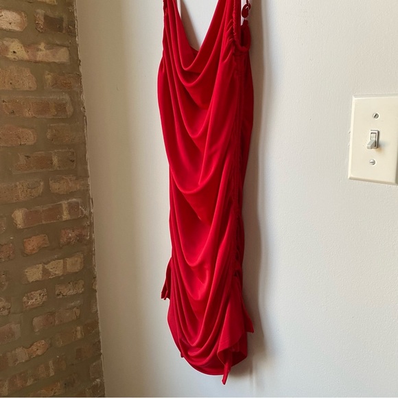 Tiger Mist Red Ruched Mini Dress size small - Picture 5 of 6